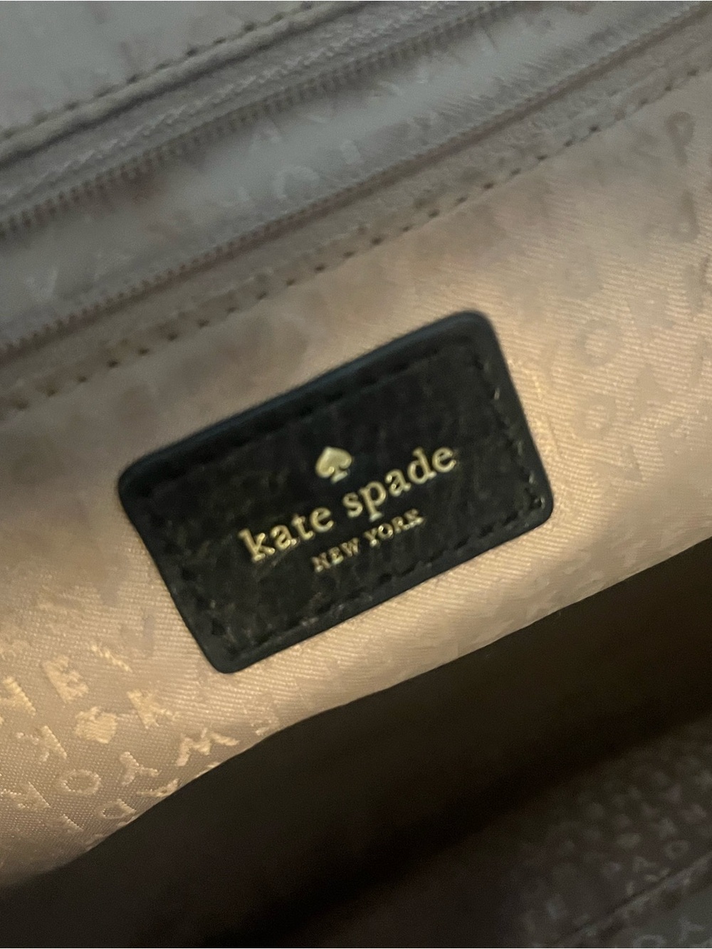 kate spade Black and Cream Shoulder Bag with Gold Logo Plaque